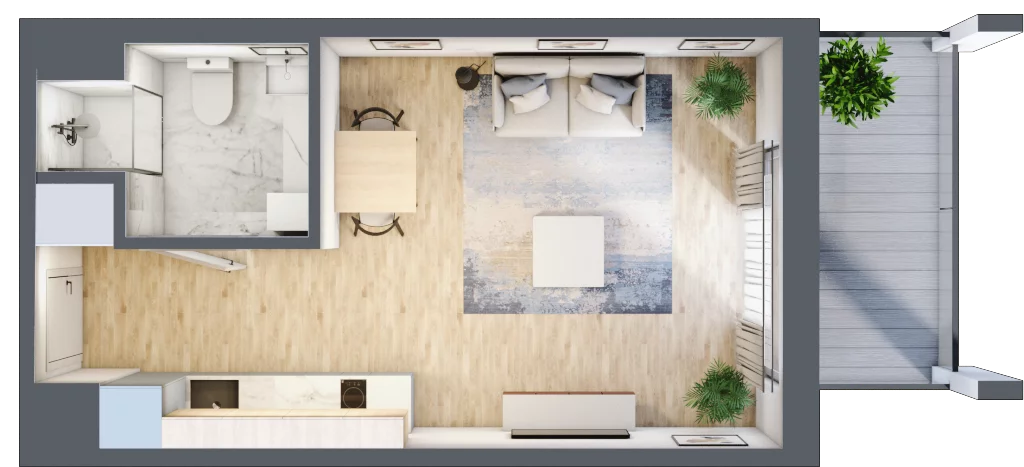 1 pokój, mieszkanie 27,85 m², piętro 5, oferta nr D/54, Apartamenty Rudnickiego, Warszawa, Bielany, Piaski, ul. Rudnickiego 7