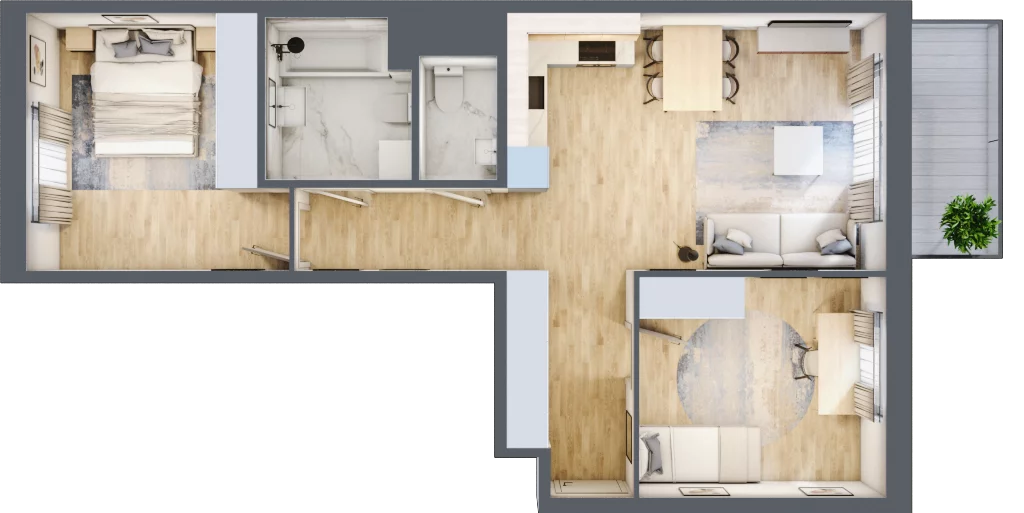 3 pokoje, mieszkanie 63,38 m², piętro 1, oferta nr D/71, Apartamenty Rudnickiego, Warszawa, Bielany, Piaski, ul. Rudnickiego 7