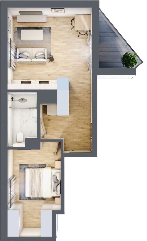 2 pokoje, mieszkanie 42,67 m², piętro 2, oferta nr A/37, Metro Zachód etap 6, Warszawa, Bemowo, Chrzanów, ul. Szeligowska