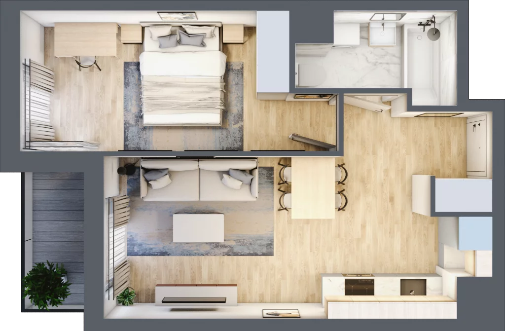 2 pokoje, mieszkanie 39,44 m², piętro 7, oferta nr A/122, Hubska 100 etap 2, Wrocław, Huby, Krzyki, ul. Hubska 100