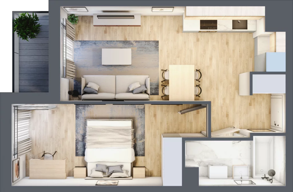 2 pokoje, mieszkanie 40,72 m², piętro 7, oferta nr A/130, Hubska 100 etap 2, Wrocław, Huby, Krzyki, ul. Hubska 100