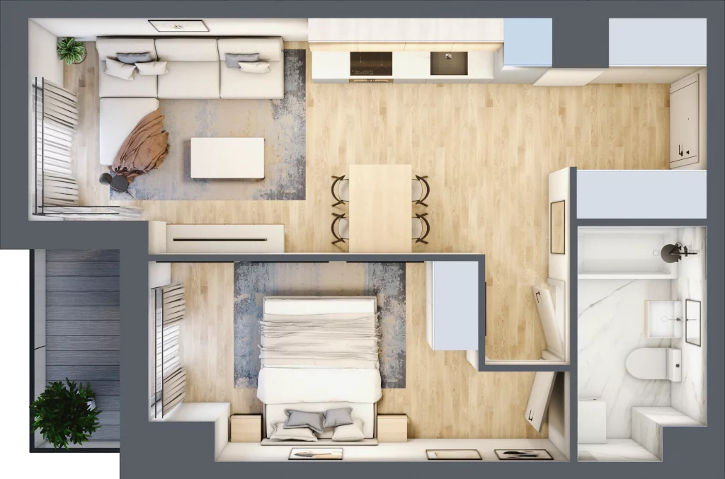2 pokoje, mieszkanie 40,36 m², piętro 7, oferta nr A/129, Hubska 100 etap 2, Wrocław, Huby, Krzyki, ul. Hubska 100