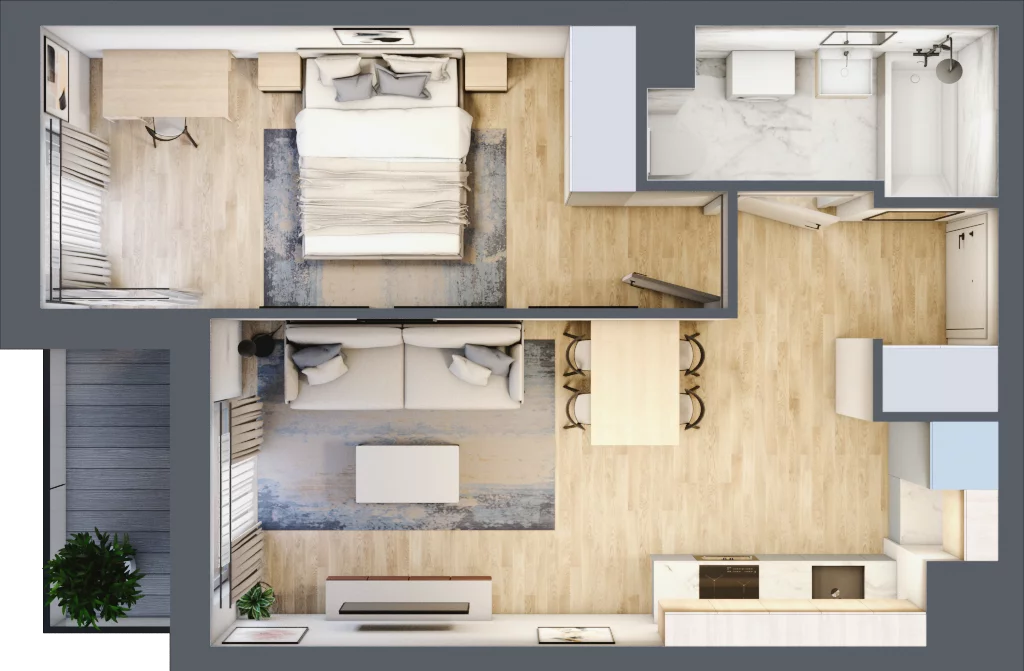 2 pokoje, mieszkanie 40,28 m², piętro 4, oferta nr A/75, Hubska 100 etap 2, Wrocław, Huby, Krzyki, ul. Hubska 100