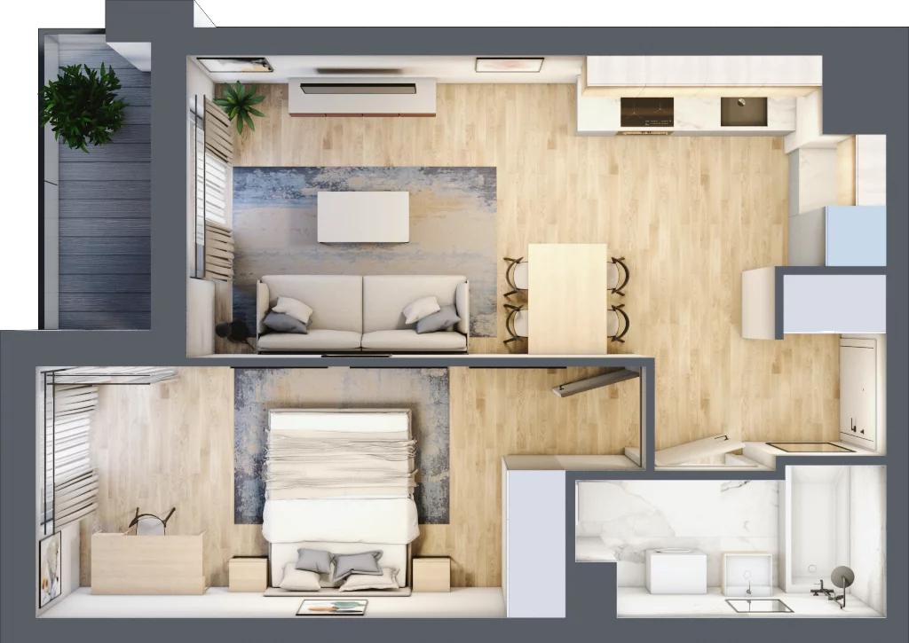 2 pokoje, mieszkanie 41,10 m², piętro 4, oferta nr A/76, Hubska 100 etap 2, Wrocław, Huby, Krzyki, ul. Hubska 100