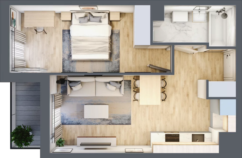 2 pokoje, mieszkanie 40,71 m², piętro 7, oferta nr A/131, Hubska 100 etap 2, Wrocław, Huby, Krzyki, ul. Hubska 100