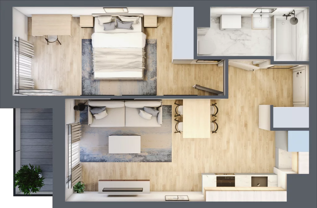 2 pokoje, mieszkanie 40,73 m², piętro 6, oferta nr A/103, Hubska 100 etap 2, Wrocław, Huby, Krzyki, ul. Hubska 100
