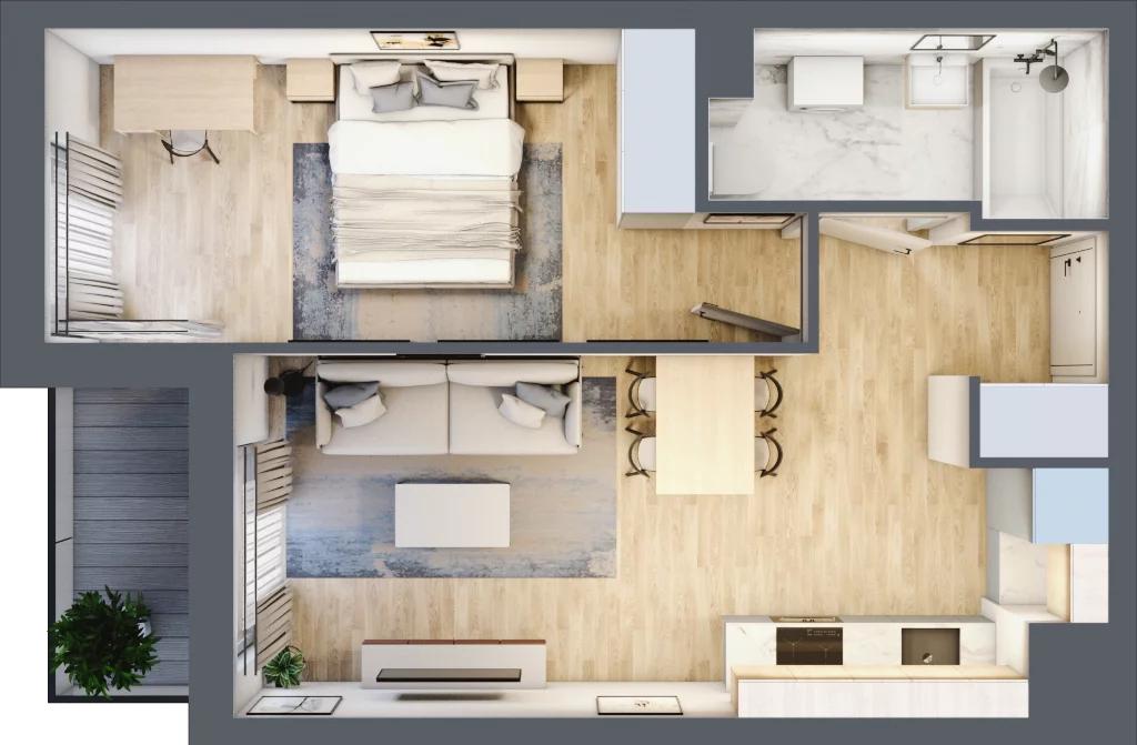 2 pokoje, mieszkanie 40,30 m², piętro 4, oferta nr A/65, Hubska 100 etap 2, Wrocław, Huby, Krzyki, ul. Hubska 100