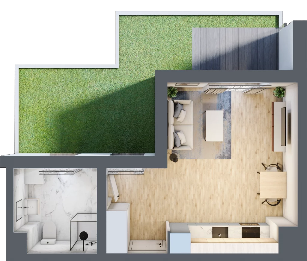 1 pokój, mieszkanie 29,18 m², parter, oferta nr A/5, Hubska 100 etap 2, Wrocław, Huby, Krzyki, ul. Hubska 100