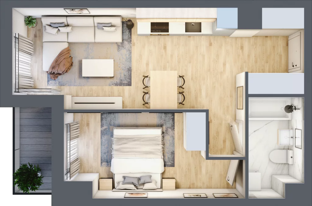 2 pokoje, mieszkanie 40,36 m², piętro 6, oferta nr A/111, Hubska 100 etap 2, Wrocław, Huby, Krzyki, ul. Hubska 100