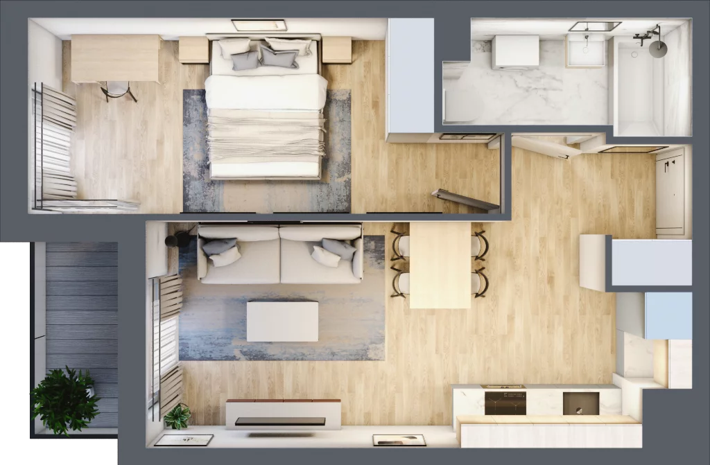 2 pokoje, mieszkanie 40,30 m², piętro 5, oferta nr A/84, Hubska 100 etap 2, Wrocław, Huby, Krzyki, ul. Hubska 100