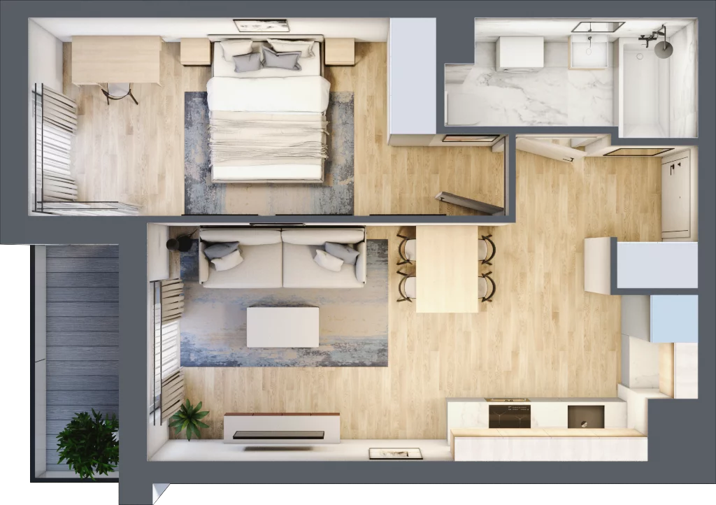2 pokoje, mieszkanie 41,10 m², piętro 6, oferta nr A/101, Hubska 100 etap 2, Wrocław, Huby, Krzyki, ul. Hubska 100