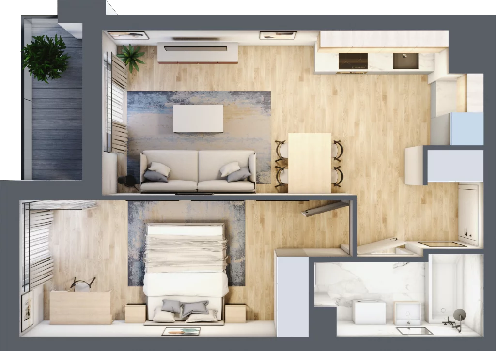 2 pokoje, mieszkanie 41,10 m², piętro 3, oferta nr A/57, Hubska 100 etap 2, Wrocław, Huby, Krzyki, ul. Hubska 100