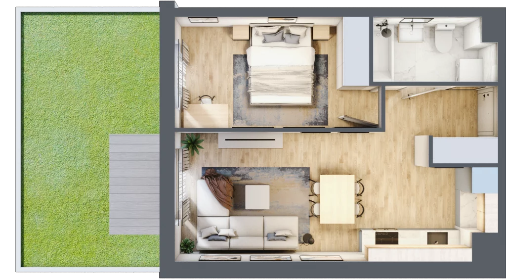 2 pokoje, mieszkanie 41,08 m², parter, oferta nr B/2, Osiedle Rapsodia 2, Wrocław, Karłowice-Różanka, Różanka, ul. Wołowska 5