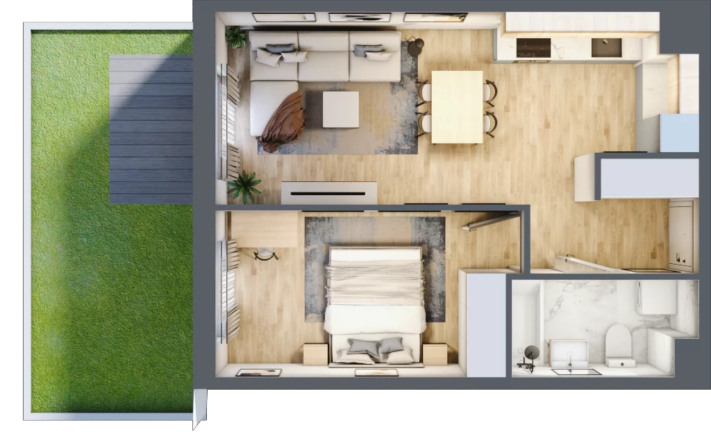 2 pokoje, mieszkanie 41,08 m², parter, oferta nr C/5, Osiedle Rapsodia 2, Wrocław, Karłowice-Różanka, Różanka, ul. Wołowska 5
