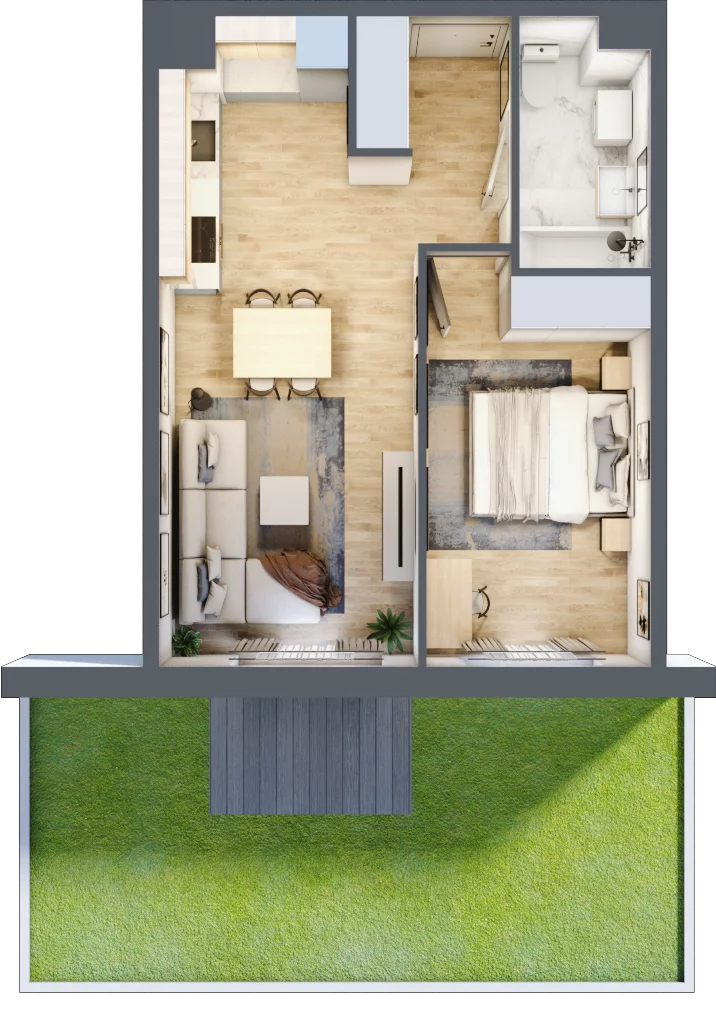 2 pokoje, mieszkanie 41,08 m², parter, oferta nr C/3, Osiedle Rapsodia 2, Wrocław, Karłowice-Różanka, Różanka, ul. Wołowska 5