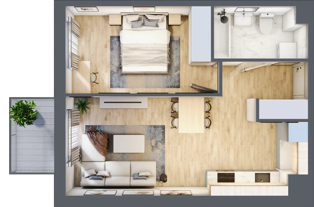 2 pokoje, mieszkanie 42,59 m², piętro 6, oferta nr D/38, Osiedle Rapsodia 2, Wrocław, Karłowice-Różanka, Różanka, ul. Wołowska 5