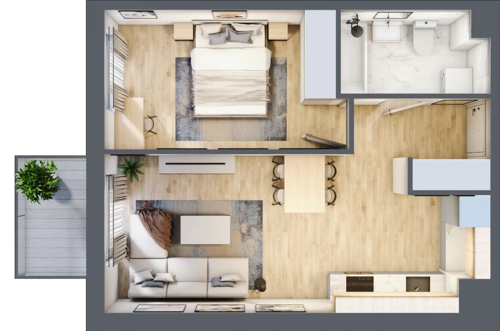 2 pokoje, mieszkanie 42,59 m², piętro 1, oferta nr D/8, Osiedle Rapsodia 2, Wrocław, Karłowice-Różanka, Różanka, ul. Wołowska 5