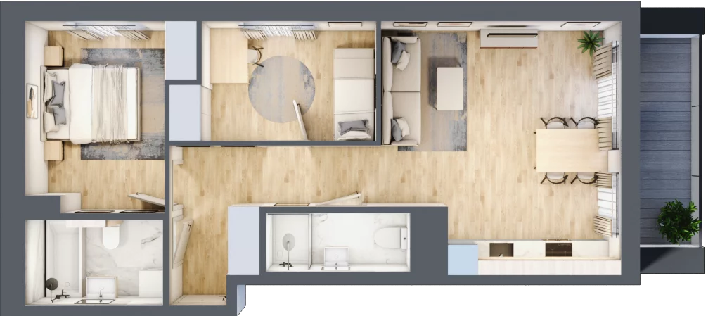 3 pokoje, mieszkanie 59,16 m², parter, oferta nr C/3, Mokotów Sportowy 1 B, Warszawa, Mokotów, Augustówka, ul. Antoniewska