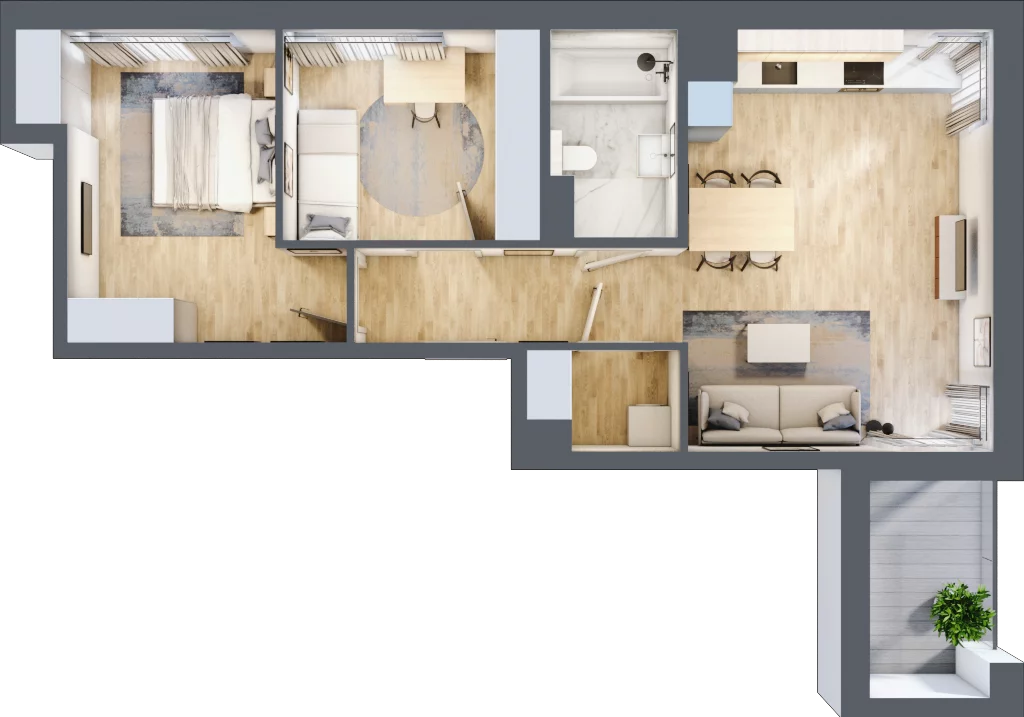 3 pokoje, mieszkanie 59,80 m², piętro 1, oferta nr E/14, Mokotów Sportowy 1 B, Warszawa, Mokotów, Augustówka, ul. Antoniewska