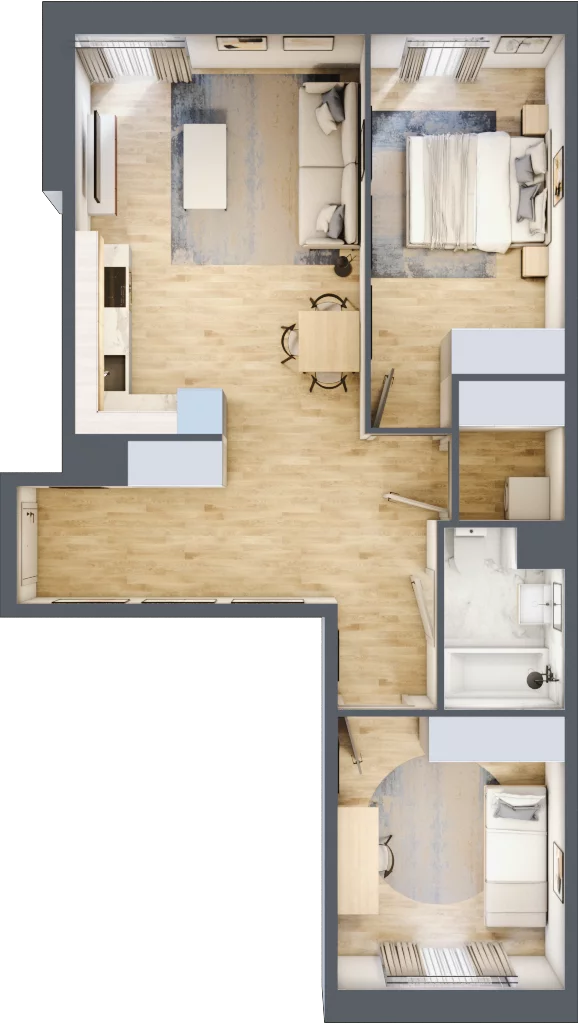 3 pokoje, mieszkanie 63,68 m², parter, oferta nr F/49, Apartamenty Park Matecznego bud. F i G, Kraków, Podgórze, Mateczny, ul. Rydlówka / Nowoorawska