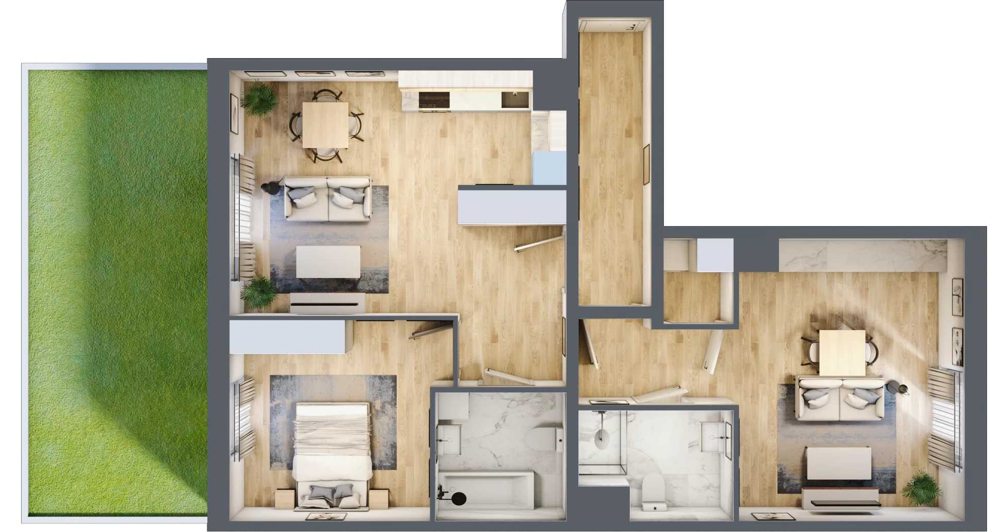 3 pokoje, mieszkanie 79,79 m², parter, oferta nr F/16, Apartamenty Park Matecznego bud. F i G, Kraków, Podgórze, Mateczny, ul. Rydlówka / Nowoorawska