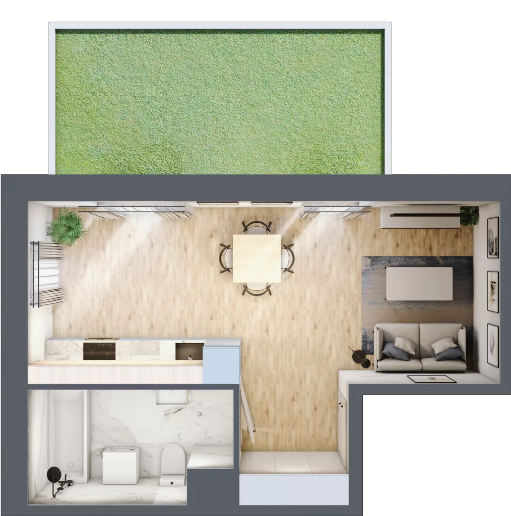 1 pokój, mieszkanie 32,52 m², parter, oferta nr F/48, Apartamenty Park Matecznego bud. F i G, Kraków, Podgórze, Mateczny, ul. Rydlówka / Nowoorawska