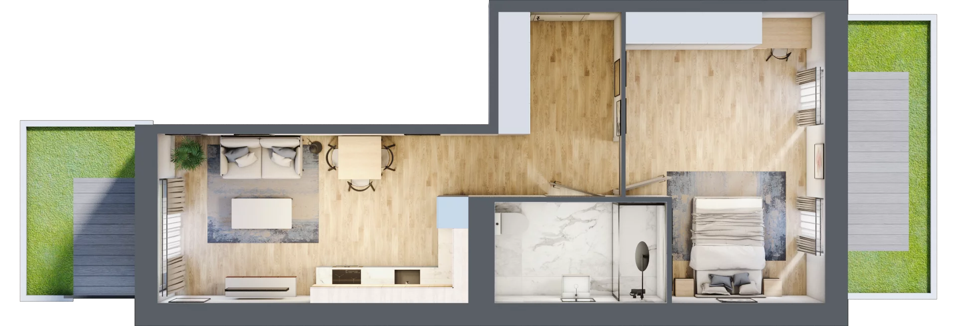 2 pokoje, mieszkanie 53,59 m², parter, oferta nr F/1, Apartamenty Park Matecznego bud. F i G, Kraków, Podgórze, Mateczny, ul. Rydlówka / Nowoorawska