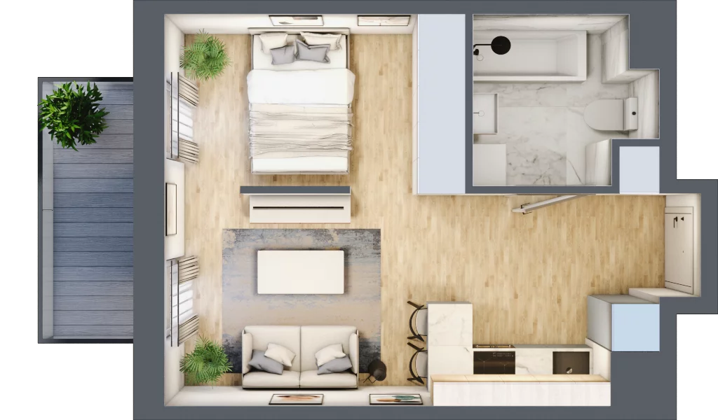 1 pokój, mieszkanie 30,70 m², piętro 1, oferta nr F/63, Apartamenty Park Matecznego bud. F i G, Kraków, Podgórze, Mateczny, ul. Rydlówka / Nowoorawska