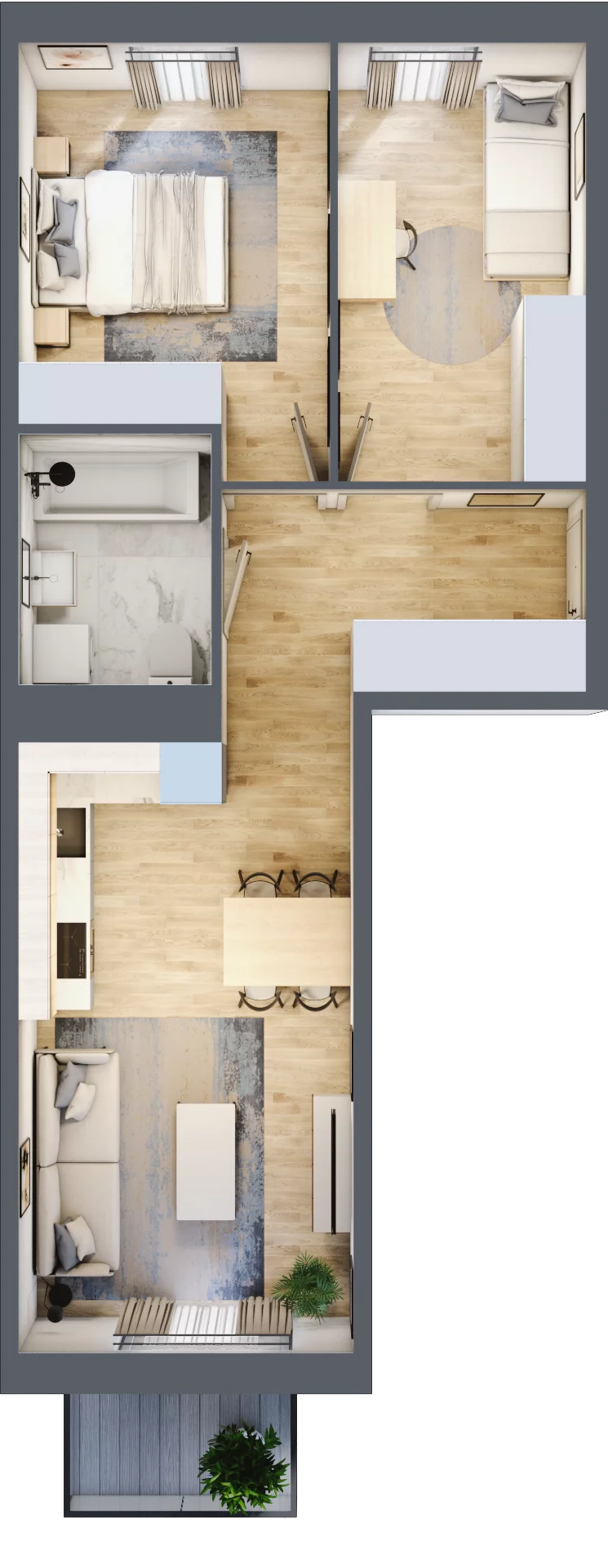 3 pokoje, mieszkanie 54,69 m², piętro 1, oferta nr F/36, Apartamenty Park Matecznego bud. F i G, Kraków, Podgórze, Mateczny, ul. Rydlówka / Nowoorawska