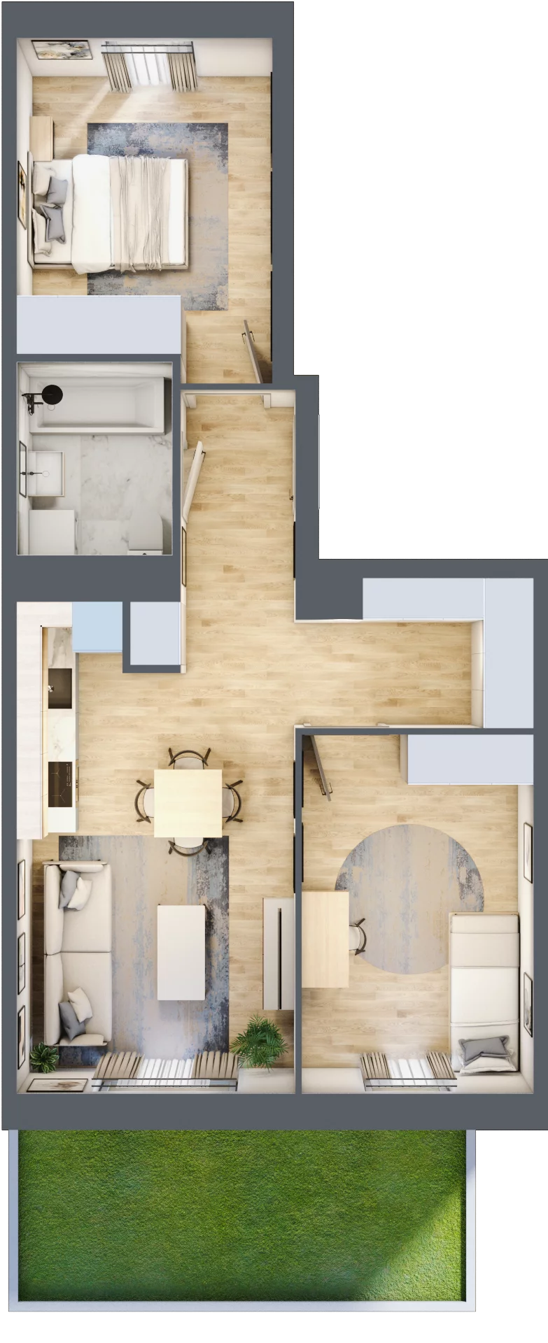 3 pokoje, mieszkanie 56,57 m², parter, oferta nr F/32, Apartamenty Park Matecznego bud. F i G, Kraków, Podgórze, Mateczny, ul. Rydlówka / Nowoorawska