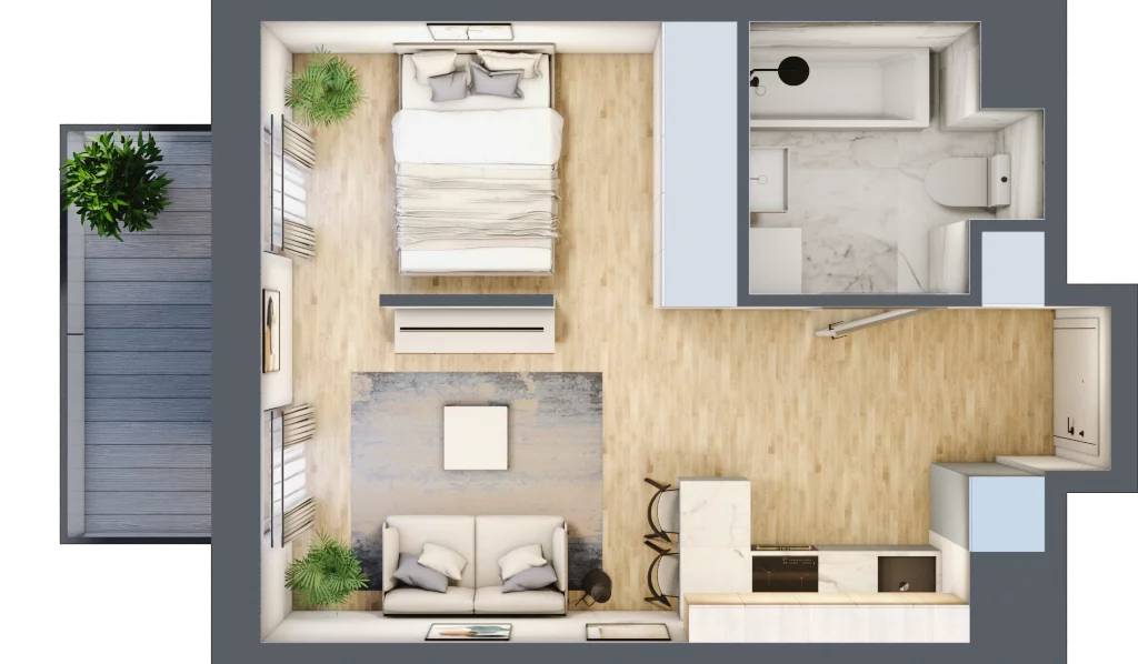1 pokój, mieszkanie 30,59 m², piętro 2, oferta nr F/10, Apartamenty Park Matecznego bud. F i G, Kraków, Podgórze, Mateczny, ul. Rydlówka / Nowoorawska