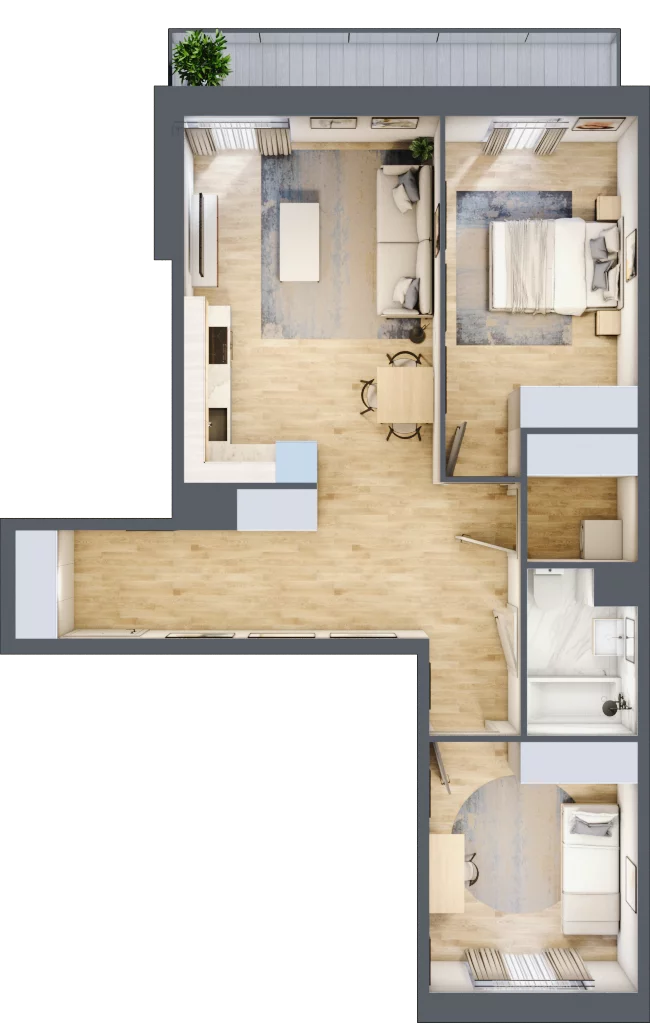 3 pokoje, mieszkanie 67,87 m², piętro 1, oferta nr F/52, Apartamenty Park Matecznego bud. F i G, Kraków, Podgórze, Mateczny, ul. Rydlówka / Nowoorawska