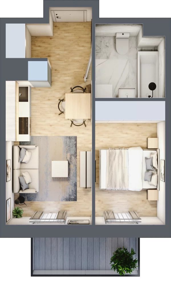 2 pokoje, mieszkanie 30,38 m², piętro 2, oferta nr F/38, Apartamenty Park Matecznego bud. F i G, Kraków, Podgórze, Mateczny, ul. Rydlówka / Nowoorawska