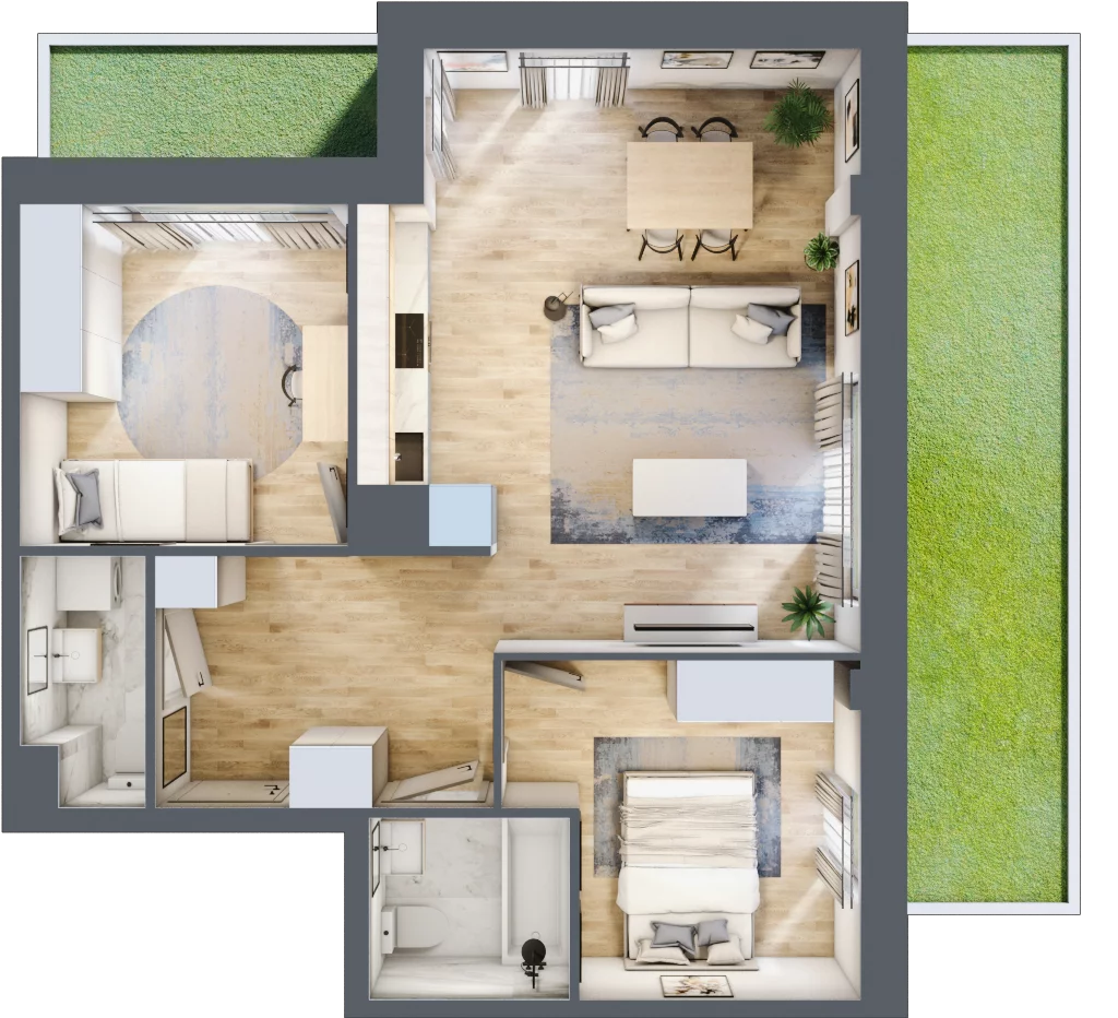 3 pokoje, mieszkanie 59,95 m², parter, oferta nr G/17, Apartamenty Park Matecznego bud. F i G, Kraków, Podgórze, Mateczny, ul. Rydlówka / Nowoorawska