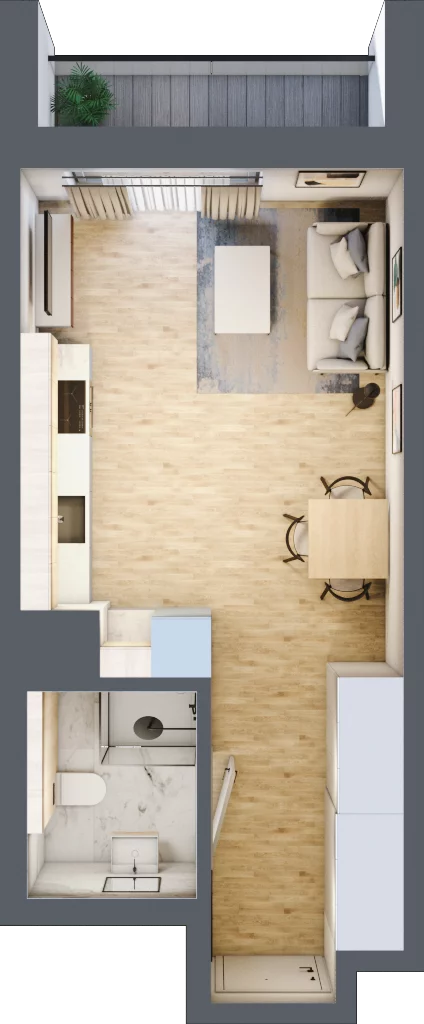 1 pokój, mieszkanie 27,94 m², piętro 1, oferta nr A/38, Mokotów Sportowy 3, Warszawa, Mokotów, Augustówka, ul. Antoniewska