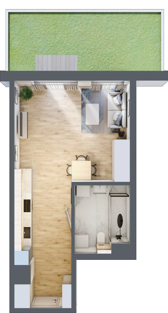 1 pokój, mieszkanie 39,38 m², parter, oferta nr A/2, Mokotów Sportowy 3, Warszawa, Mokotów, Augustówka, ul. Antoniewska