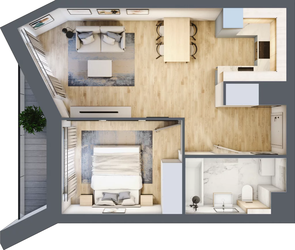 2 pokoje, mieszkanie 43,31 m², piętro 3, oferta nr A/33, Osiedle przy Wielickiej, Kraków, Bieżanów-Prokocim, ul. Marii Orwid / Wielicka