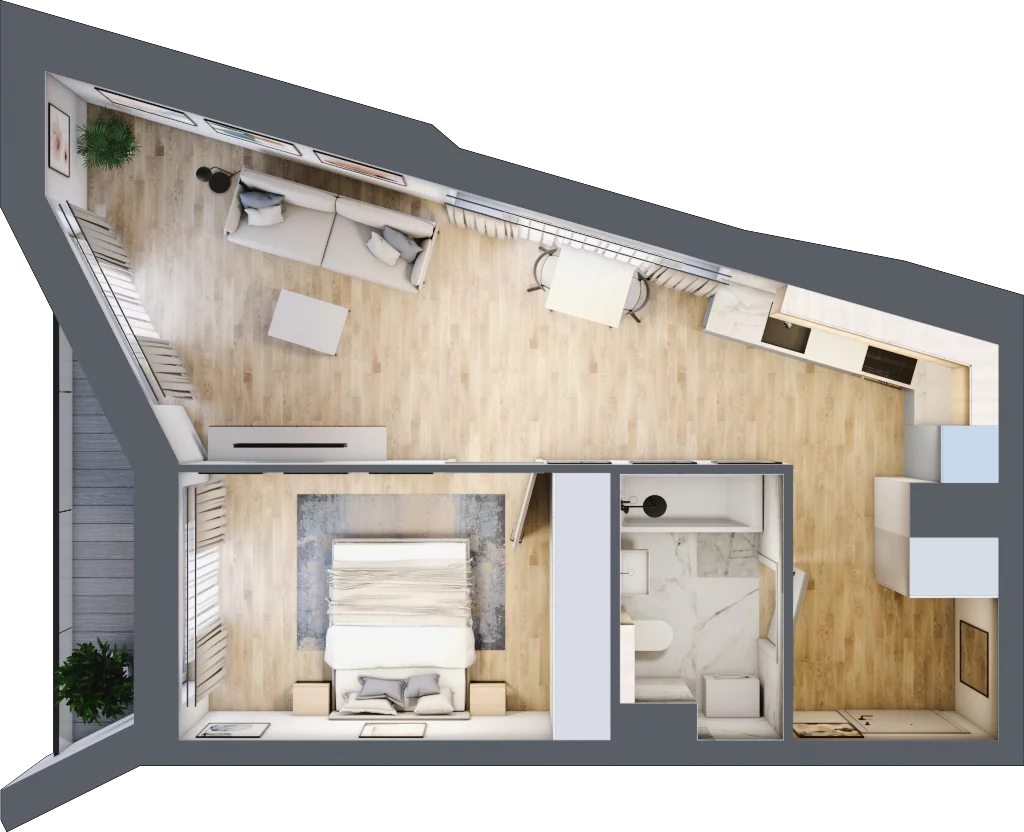 2 pokoje, mieszkanie 48,19 m², piętro 6, oferta nr A/70, Osiedle przy Wielickiej, Kraków, Bieżanów-Prokocim, ul. Marii Orwid / Wielicka