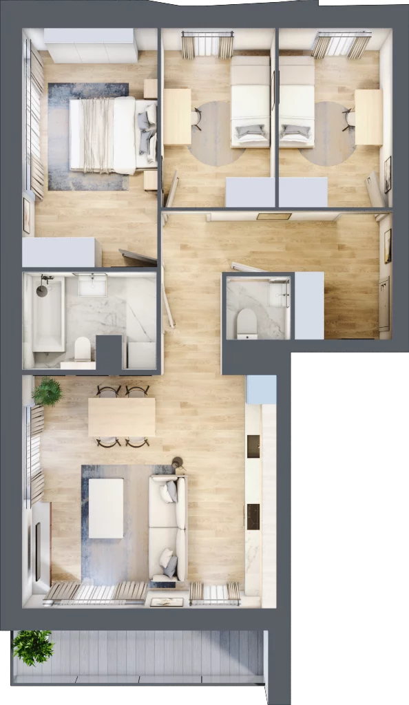 4 pokoje, mieszkanie 74,76 m², piętro 3, oferta nr A/82, Osiedle przy Wielickiej, Kraków, Bieżanów-Prokocim, ul. Marii Orwid / Wielicka