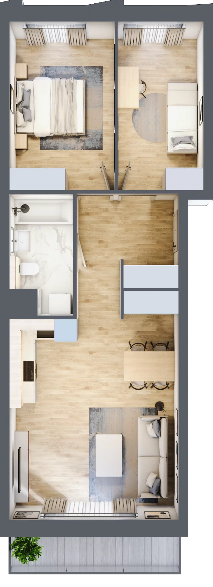 3 pokoje, mieszkanie 61,62 m², piętro 1, oferta nr A/99, Osiedle przy Wielickiej, Kraków, Bieżanów-Prokocim, ul. Marii Orwid / Wielicka