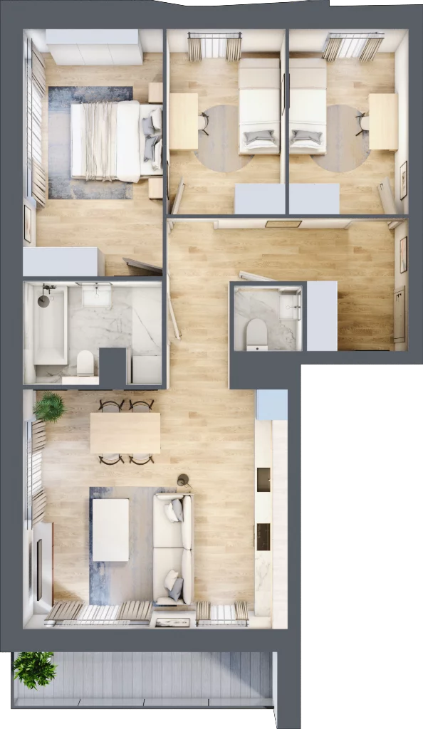 4 pokoje, mieszkanie 73,97 m², piętro 2, oferta nr A/78, Osiedle przy Wielickiej, Kraków, Bieżanów-Prokocim, ul. Marii Orwid / Wielicka