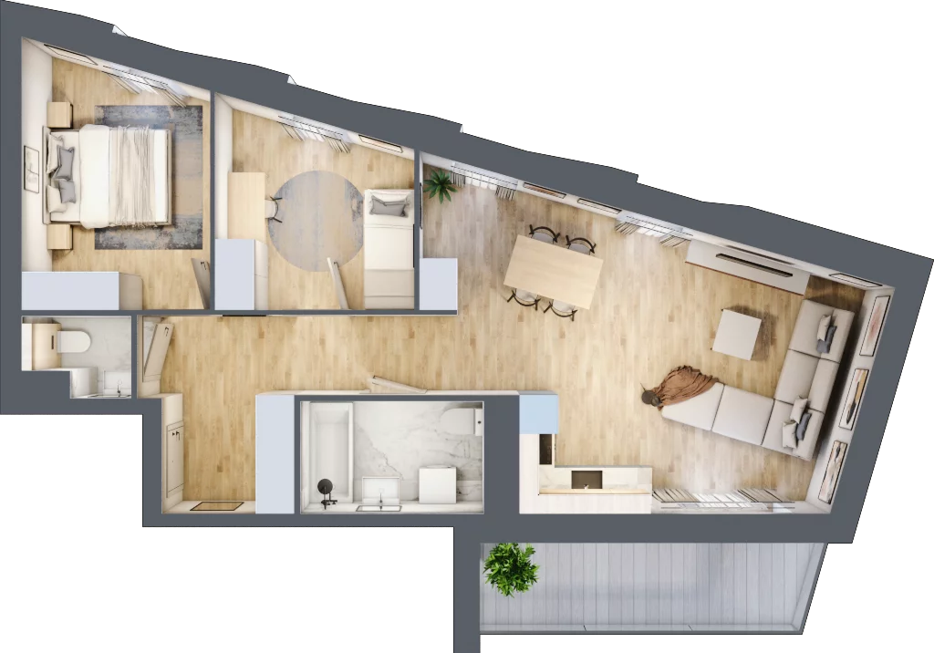 3 pokoje, mieszkanie 66,92 m², piętro 6, oferta nr A/61, Osiedle przy Wielickiej, Kraków, Bieżanów-Prokocim, ul. Marii Orwid / Wielicka