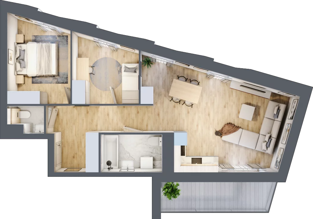 3 pokoje, mieszkanie 66,92 m², piętro 5, oferta nr A/49, Osiedle przy Wielickiej, Kraków, Bieżanów-Prokocim, ul. Marii Orwid / Wielicka