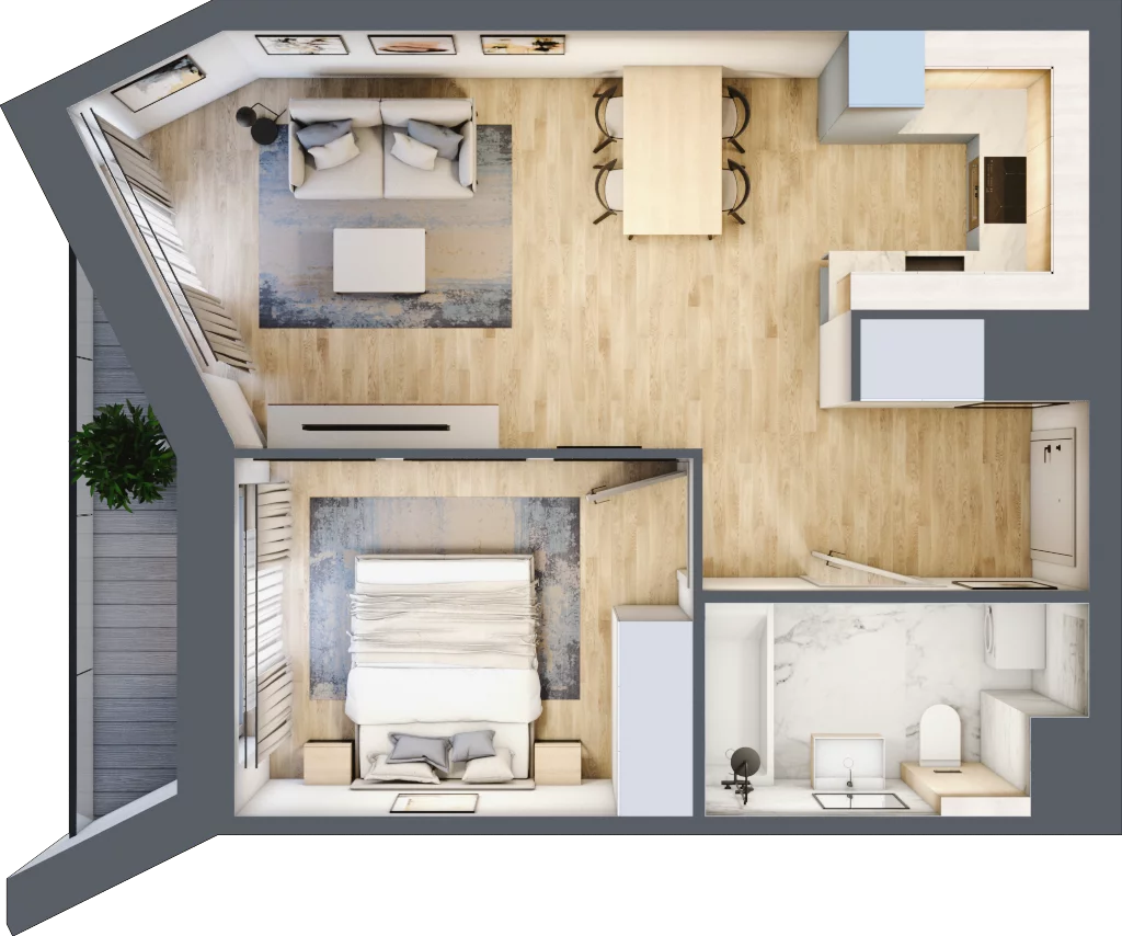 2 pokoje, mieszkanie 43,24 m², piętro 3, oferta nr A/32, Osiedle przy Wielickiej, Kraków, Bieżanów-Prokocim, ul. Marii Orwid / Wielicka