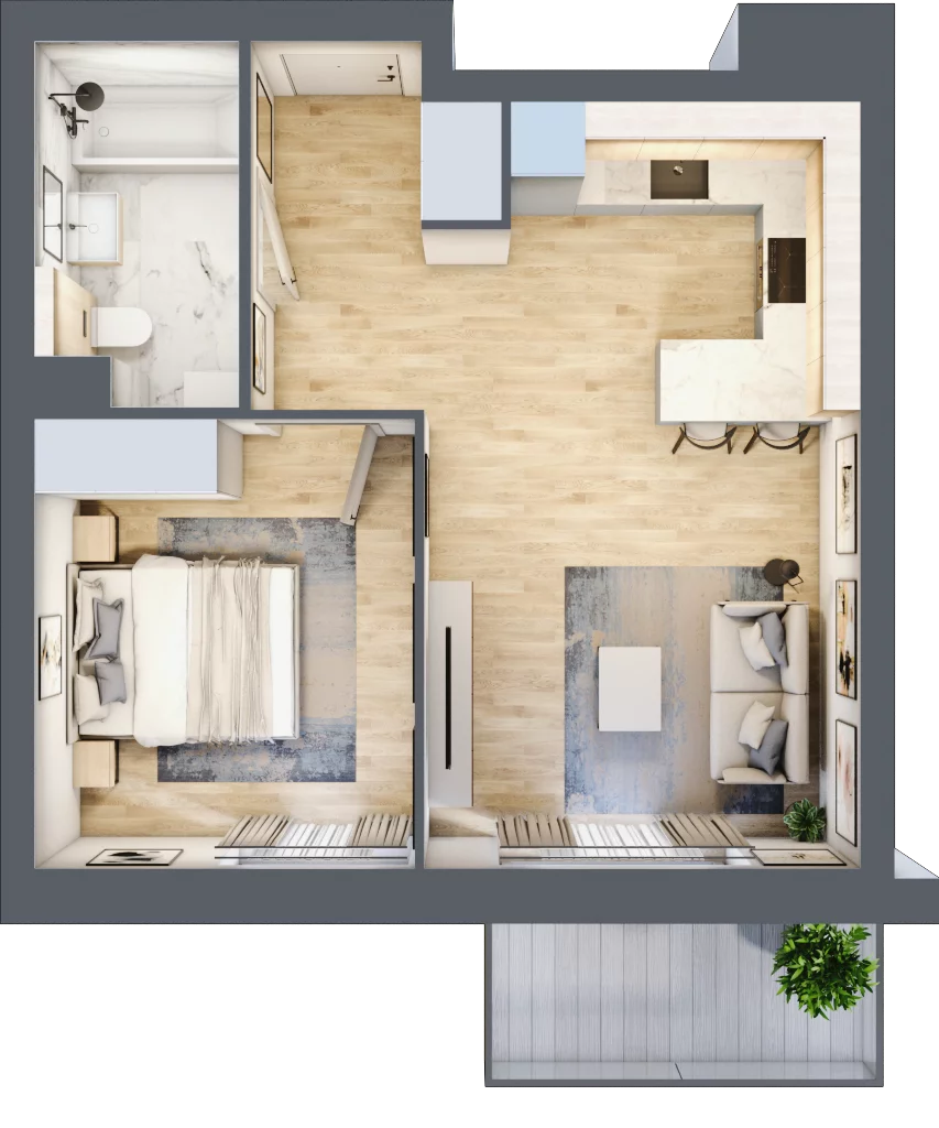2 pokoje, mieszkanie 42,76 m², piętro 5, oferta nr A/51, Osiedle przy Wielickiej, Kraków, Bieżanów-Prokocim, ul. Marii Orwid / Wielicka