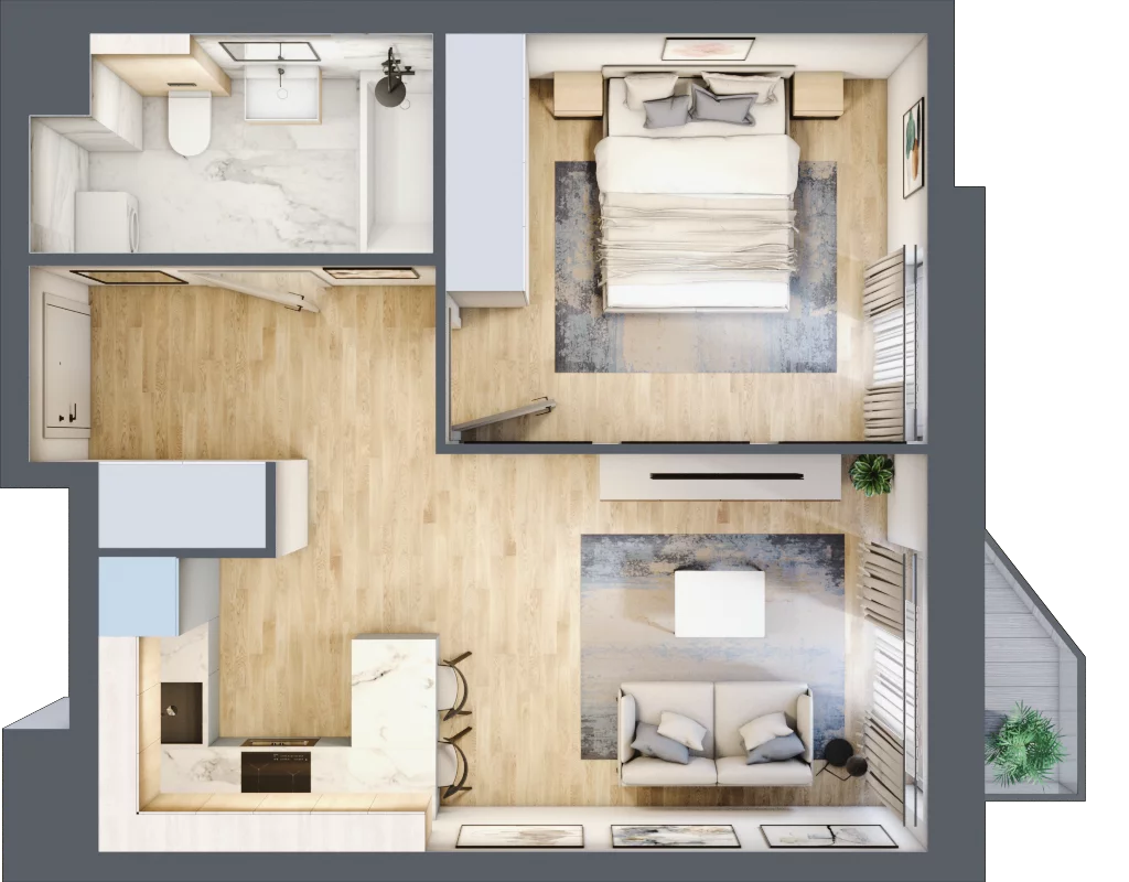 2 pokoje, mieszkanie 40,07 m², piętro 6, oferta nr A/64, Osiedle przy Wielickiej, Kraków, Bieżanów-Prokocim, ul. Marii Orwid / Wielicka