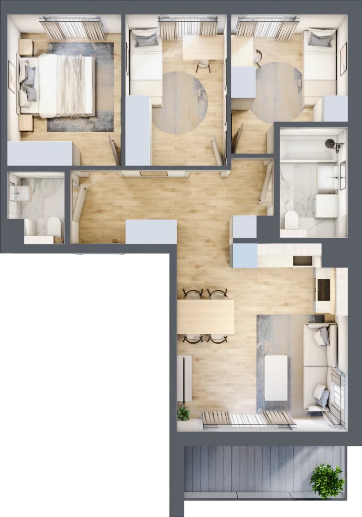 4 pokoje, mieszkanie 65,22 m², piętro 1, oferta nr A/45, Osiedle Wilno 8, Warszawa, Targówek, Elsnerów, ul. Bukowiecka