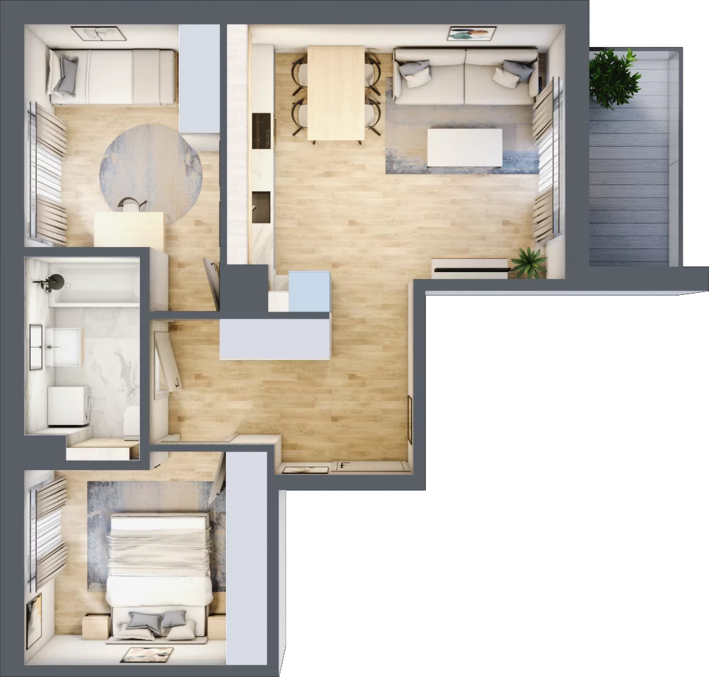 3 pokoje, mieszkanie 53,92 m², piętro 3, oferta nr A/32, Osiedle Wilno 8, Warszawa, Targówek, Elsnerów, ul. Bukowiecka