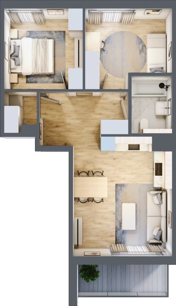 3 pokoje, mieszkanie 56,62 m², piętro 3, oferta nr A/12, Osiedle Wilno 8, Warszawa, Targówek, Elsnerów, ul. Bukowiecka