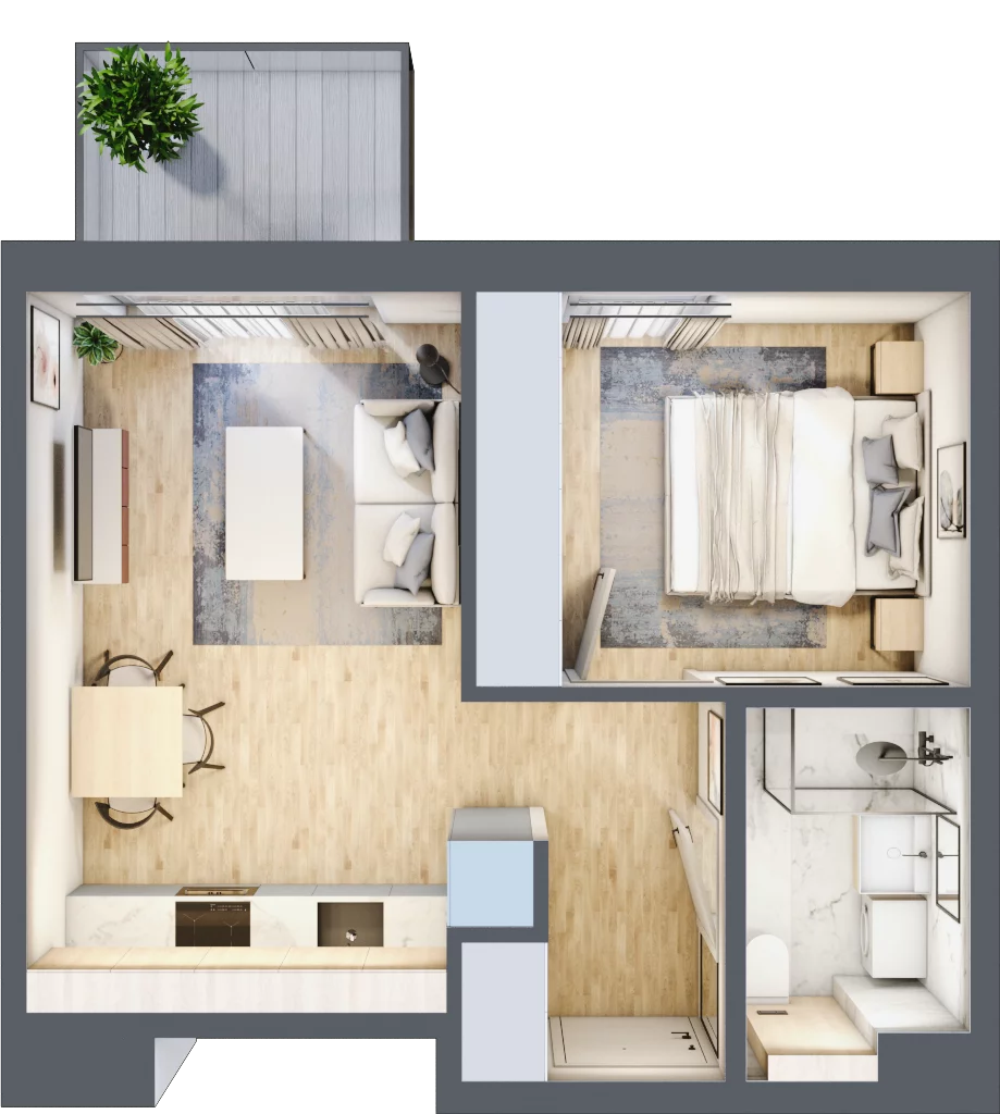 2 pokoje, mieszkanie 32,68 m², piętro 3, oferta nr A/53, Osiedle Wilno 8, Warszawa, Targówek, Elsnerów, ul. Bukowiecka